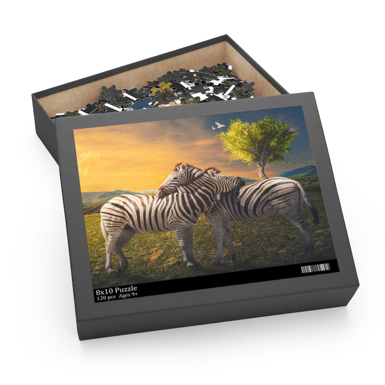 Two zebras leaning heads  - Jigsaw Puzzle