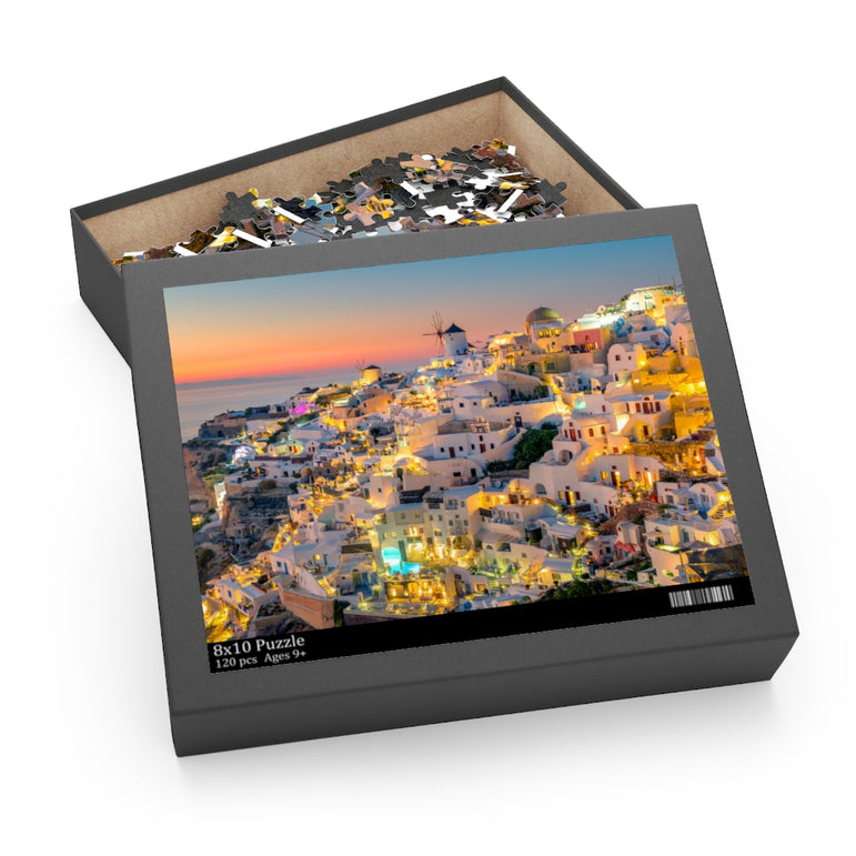 Sunset Night View of Famous village - Greece - Jigsaw Puzzle