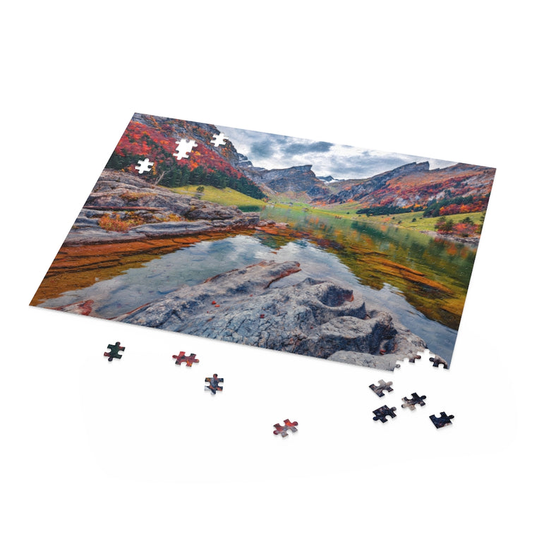 Autumn of Swiss Alps - Seealpsee lake - Switzerland - Jigsaw Puzzle