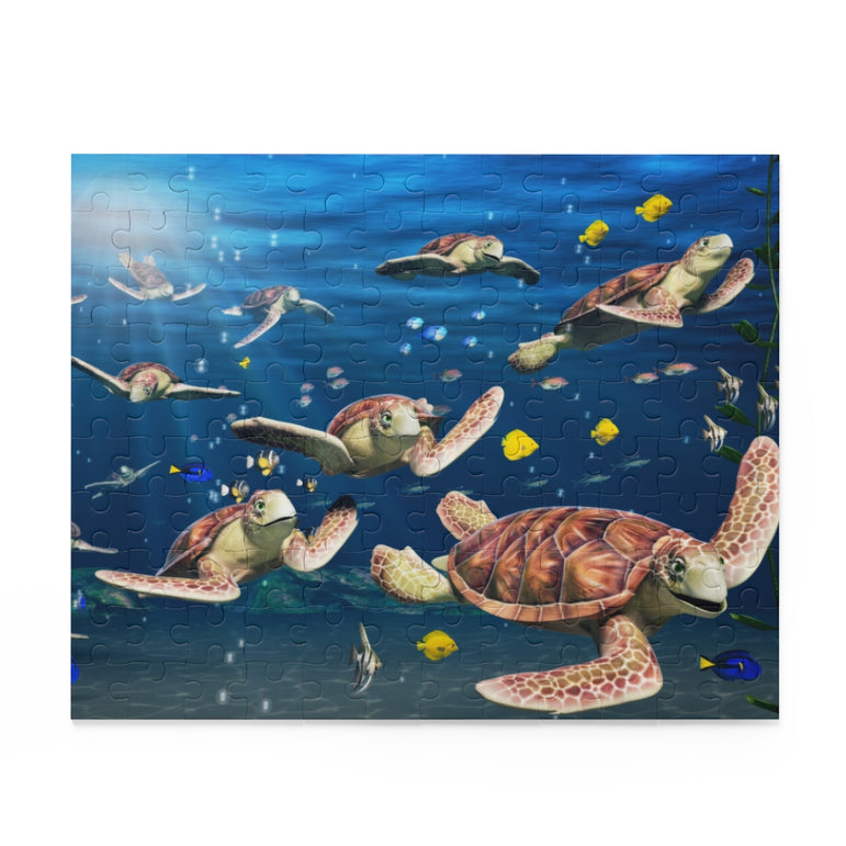 A vibrant underwater - turtles and fish - Jigsaw Puzzle